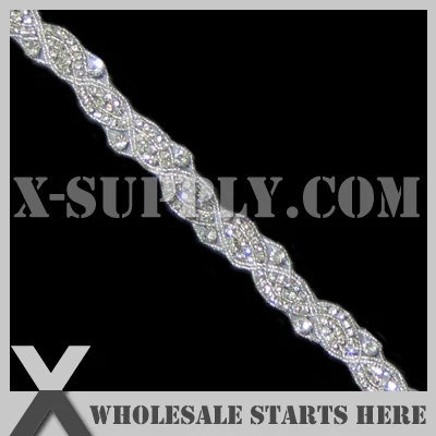 

Free Shipping Crystal Rhinestone Applique Bridal Trimming,3.3cm Width,X1-RAT1196