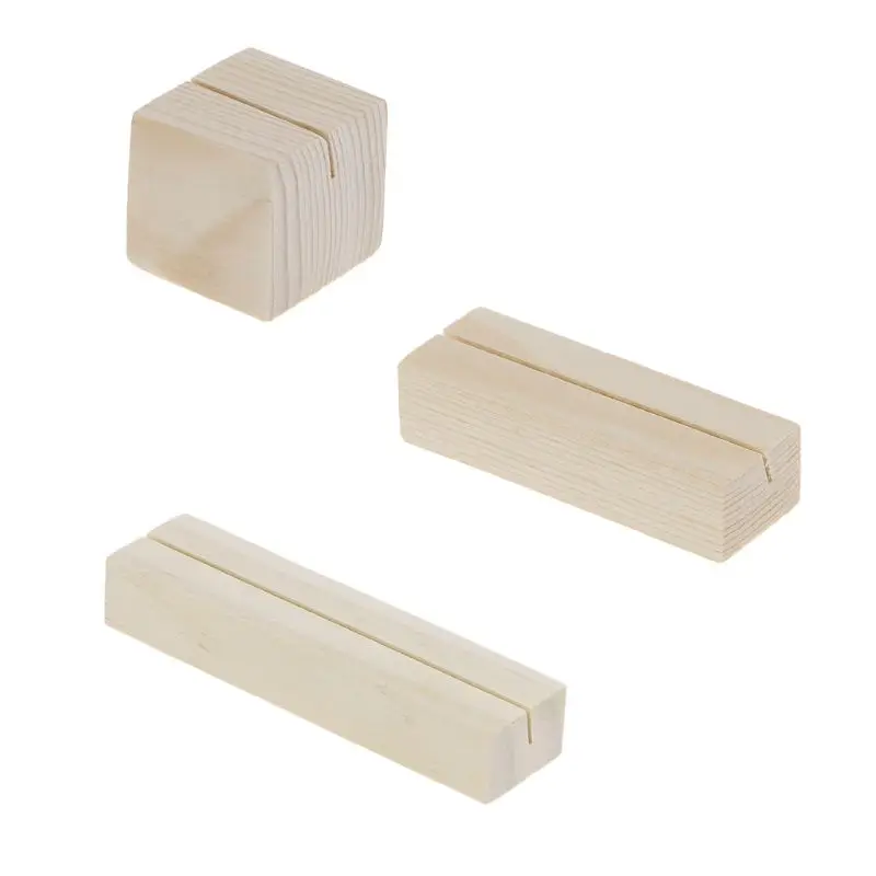 

1PC Bevel Natural Wood Memo Clips Photo Holder Clamps Stand Card Desktop Message Crafts Office Stationery Organizer S/M/L Size