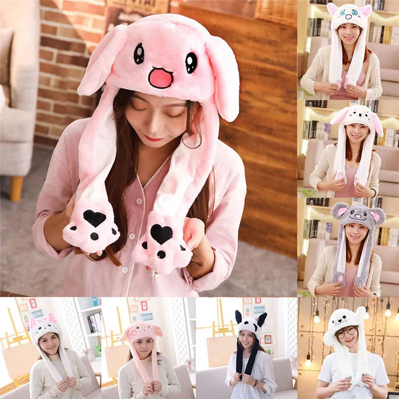 Блестящая модная мультяшная шапка с движущимися ушами подушка безопасности