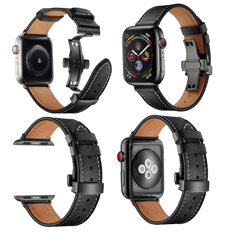 Новейший ремешок для часов Apple Watch из натуральной кожи Butteryfly с пряжкой Series 1 2 3 4 38