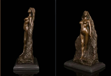 Эротическая бронзовая скульптура в стиле арт-деко Обнаженная девушка | Дом и сад