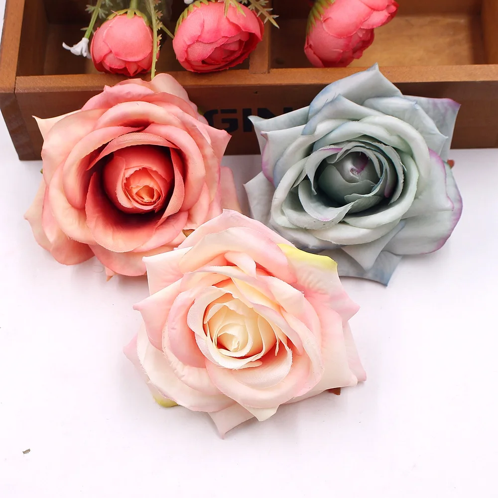 

4Pcs 10cm Good-Looking Nonwoven Roses Bouquets For Wedding Home Party Decorations DIY wreath Gift Box Scrapbooking Fake flowers