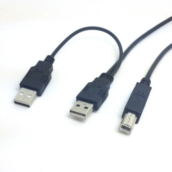Двойной USB 2 0 папа к стандарту B Мужской Y кабель 80 см для принтера и сканера