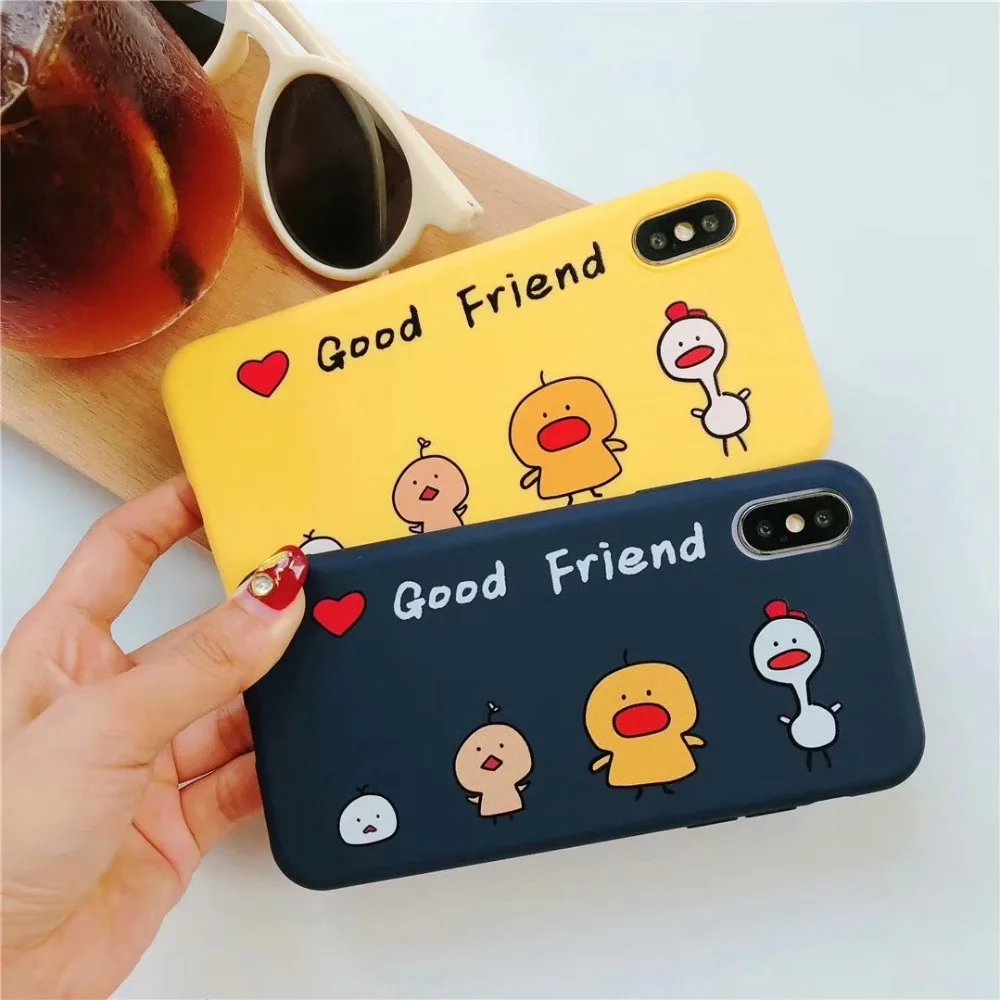 Boucho ТПУ чехол для телефона iPhone X милый мультфильм утенок цыпленок s 8 7 6 6S плюс