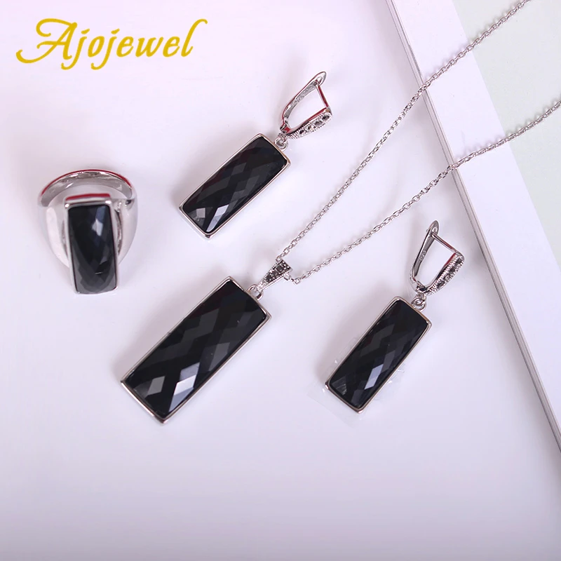 Ajojewel простой квадратный кулон черные хрустальные стразы висячие серьги для