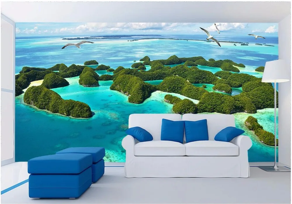 3d настенные фрески обои для стен 3 d фото изображение остров чаек на лицевой