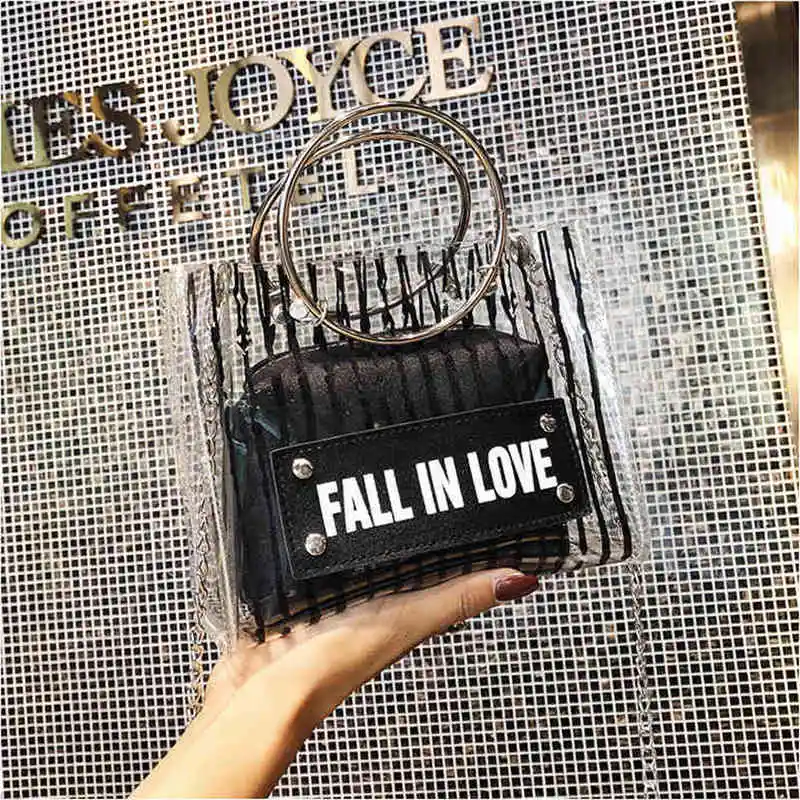 Сумки для женщин 2019 прозрачная сумка на запястье из ПВХ с цепочкой и