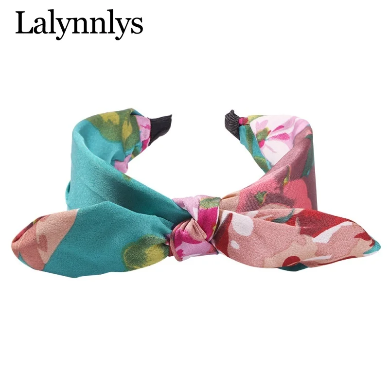 Lalynnlys корейская мода, бархатная головная повязка, бант, тюрбан, лист, цветочный узор, повязки для волос, Богемные аксессуары для волос F05761
