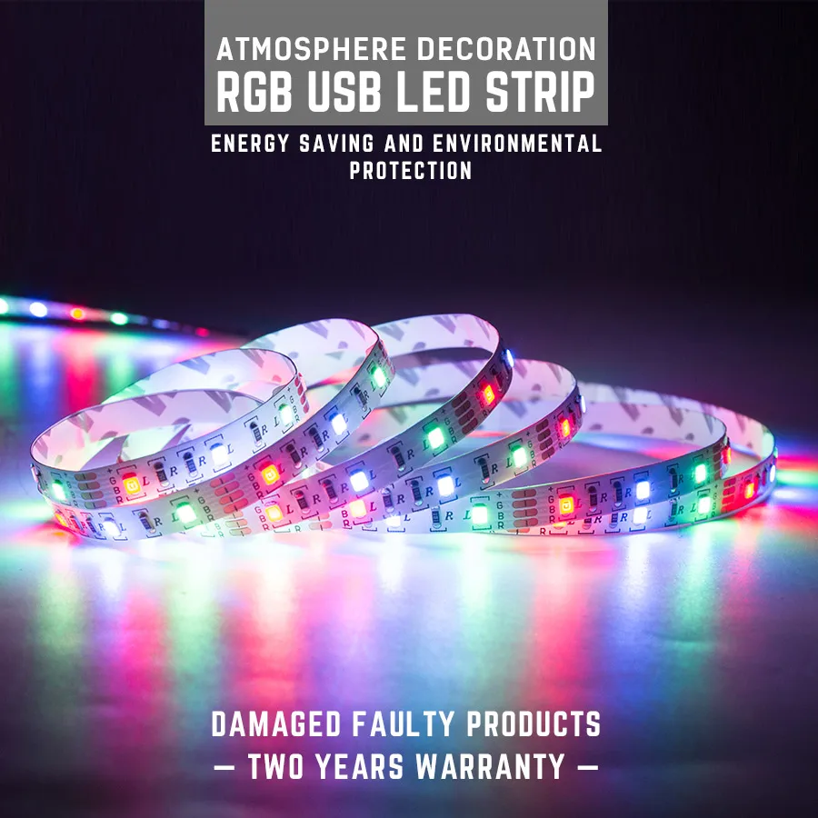 DC5V RGB Светодиодная лента SMD2835 0 5 м 1 2 3 USB питание гибкие светодиодные полосы ТВ