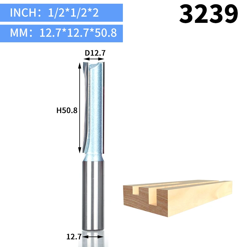 3239 HUHAO 1pcs 1/4" 1/2"Shank Industrial Grade straight bit Woodworking Tools Router Bit for Wood Tungsten endmill milling cutter - Длина режущей кромки: 3239