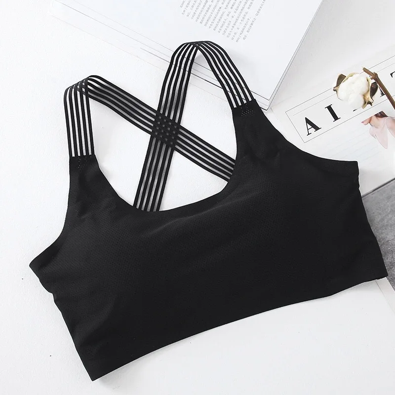 Черный Женский спортивный бюстгальтер для йоги, Женский противоударный сексуальный спортивный бюстгальтер с открытой спиной, Быстросохнущий Спортивный Жилет для фитнеса, бега, йоги, спортзала, топы, спортивная одежда - Цвет: Черный
