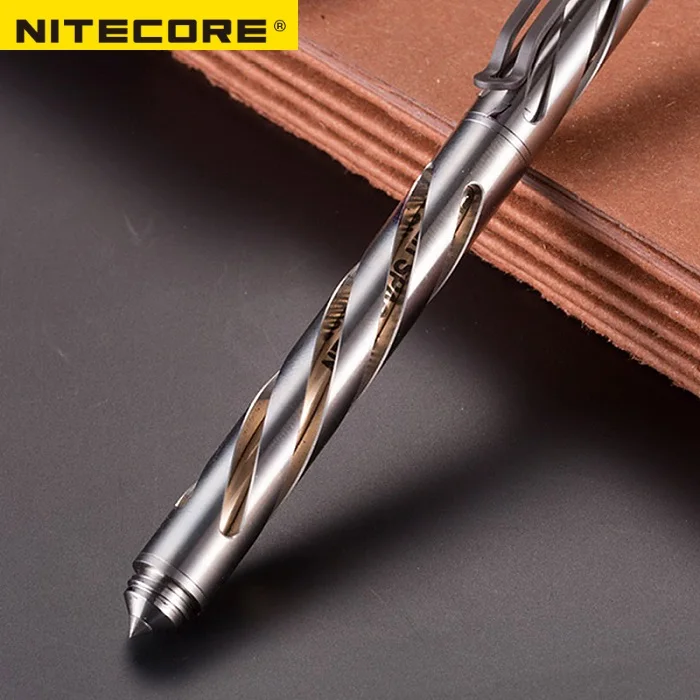 Beli NITECORE NTP10 Titanium Taktis Pena Hallow Diukir Tubuh Tungsten Baja Meruncing Ujung Dan Matt Aluminium Paduan Pena Kasus Difesa Alat