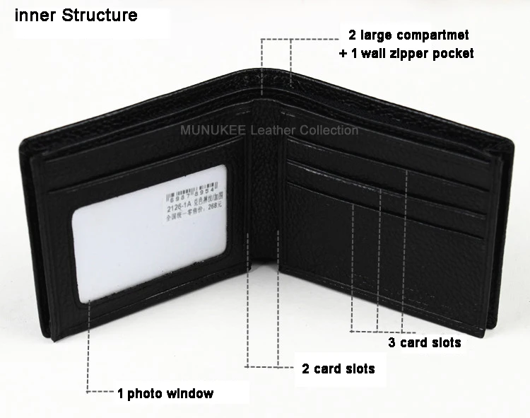 Мужской кошелек из натуральной кожи черный горизонтальный вертикальный | Багаж и