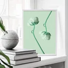 Настенная Картина на холсте с зелеными цветами, плакаты и принты в скандинавском стиле, настенные картины для гостиной, спальни, Декор