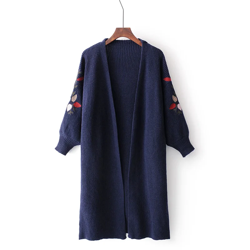 

New Embroidery Solid Cardigans Sweater Women Nice Summer Fashion Long Sleeve Sweaters Woman Casual Sweaters Female Ladies