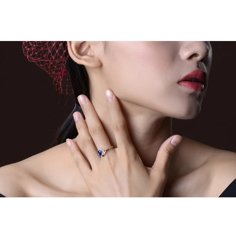 

ANZIW 1 Carat Pear Cut Blue Sona Bridal Rings 925 Sterling Silver Heart Shape Women Water Drop Rings Wedding Engagement Gifts