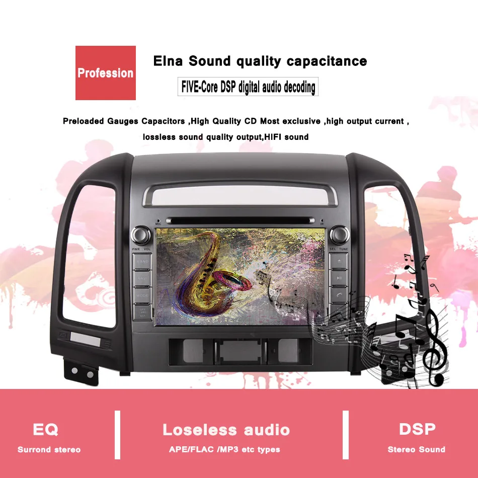 1024*600 HD 4G RAM android 10 автомобильный DVD мультимедийный плеер для HYUNDAI SANTA FE 2006-2012 GPS +