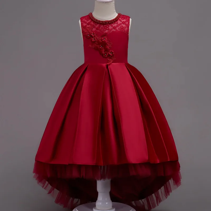 Baby Girl Dress Children Kids Dresses For Girls 2 3 4 5 6 7 8 9 10 Year Birthday Outfits Dresses Girls Evening Party Formal Wear - Цвет: Red