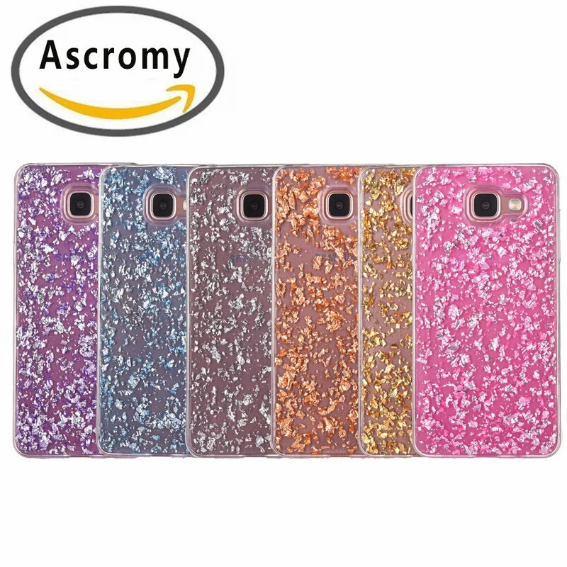 Ascromy 6 шт. роскошные блестящий блеск блестка золотой фольги мягкий тпу case для samsung