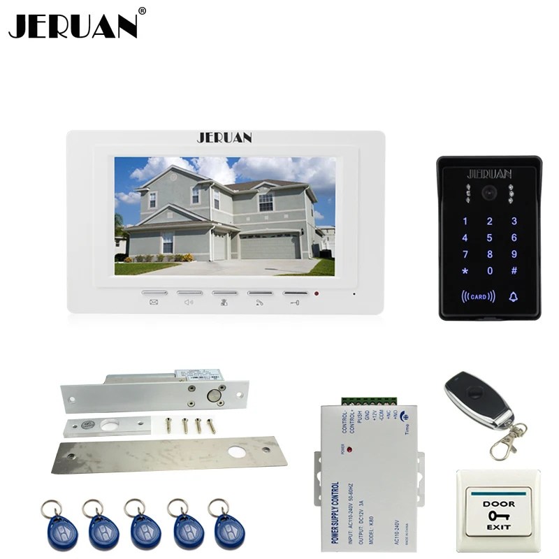 JERUAN роскошные белые 7 ''видеодомофон видео домофон Системы RFID Доступа