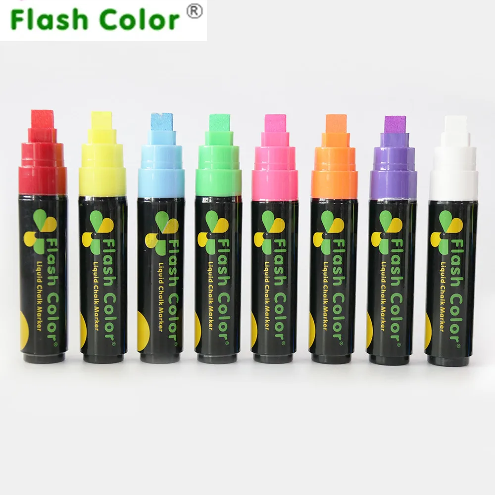 

Flashcolor 1pcs 10mm Liquid Chalk Marker For LED Writing Board Glass Window Highlighter Fluorescent Pen School Art Painting