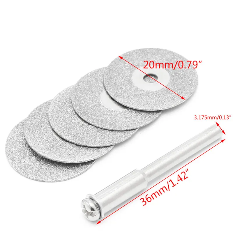 20mm OOTDTY 5 шт./компл. Dremel аксессуары Алмазный шлифовальный круг пила круглый нож с диском Dremel роторный инструмент алмазные диски - Наружный диаметр: 20mm