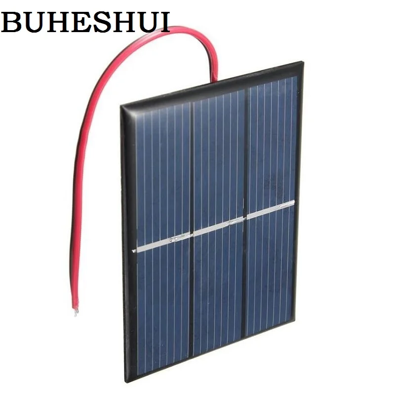 

Оптовая продажа, поликристаллическая солнечная панель BUHESHUI, 0,65 Вт, 1,5 в, солнечное зарядное устройство «сделай сам» + кабель 15 см, 80*60 мм, 50 шт., бесплатная доставка