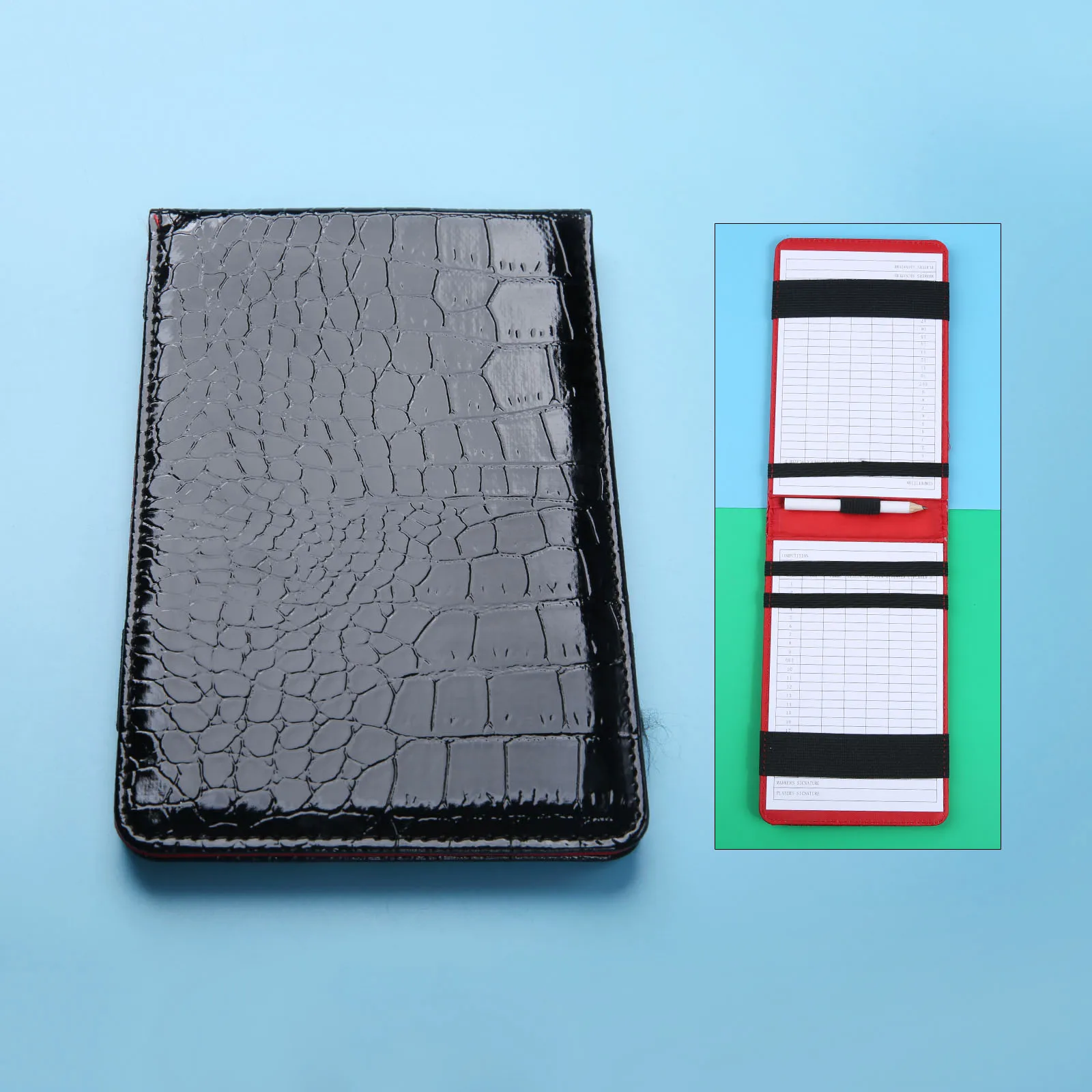 Black 1 шт., pu кожаный счет для игры в гольф, держатель для карт, тренировочный блокнот, производительность, счет для игры в гольф, Обложка для книжника и 2 шт., карты и 1 шт. карандаш - Цвет: Black