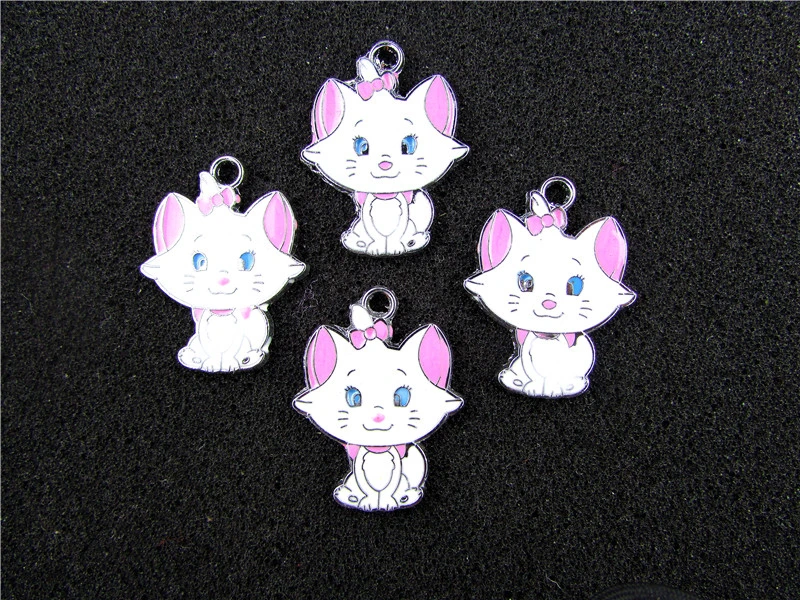 

AE684 Mix Color 20Pcs Alloy Metal Enamel Cat Charms Pendant 29x22mm