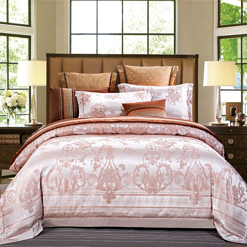 Комплект постельного белья из 4 предметов с жаккардовым кружевом|bed linen|lace duvetbed set |