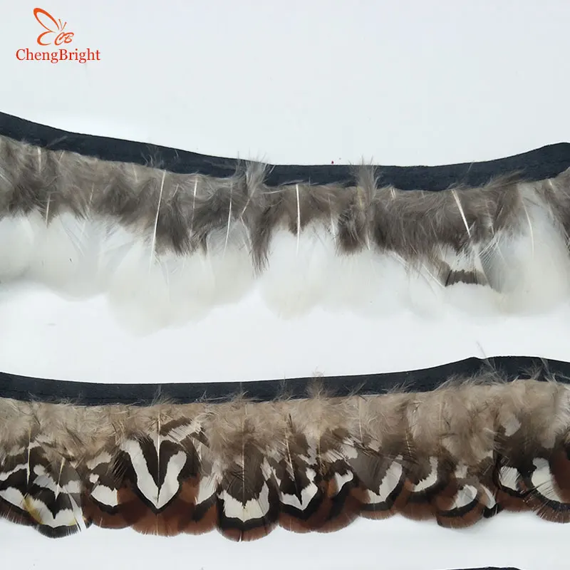 

ChengBright Wholesale High Quality 10 Yards Natural Pheasant Feather Ribbon Feathers Trim Fringe Clothing Accessories Wedding H
