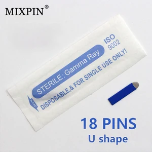 50 шт., U-образные иглы для татуажа бровей