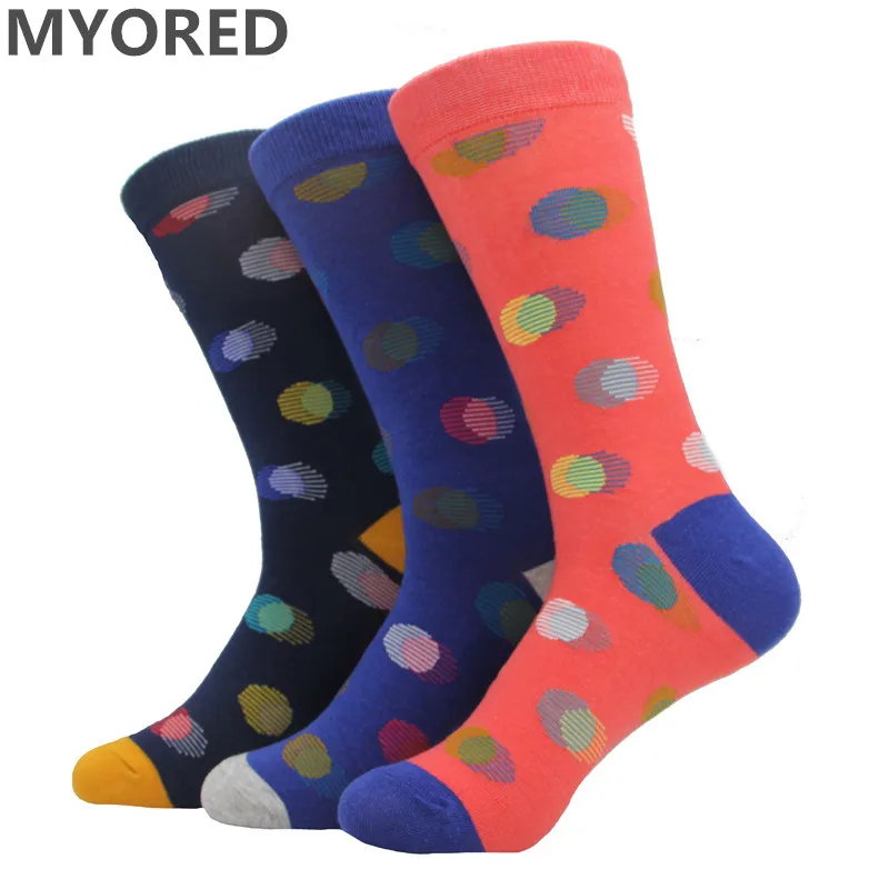 MYORED, брендовые Новые мужские носки, цветные носки из чесаного хлопка, жаккардовые полосатые гольфы для мужчин, деловые Повседневные носки