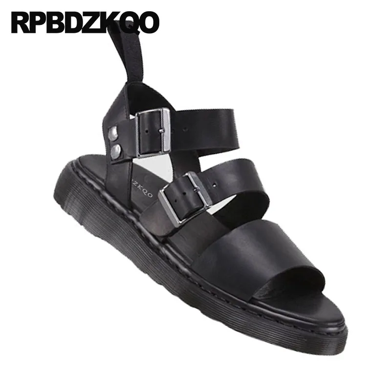 черный повседневная Flatform Римский женщины плоские открытый носок Slingback сандалии с