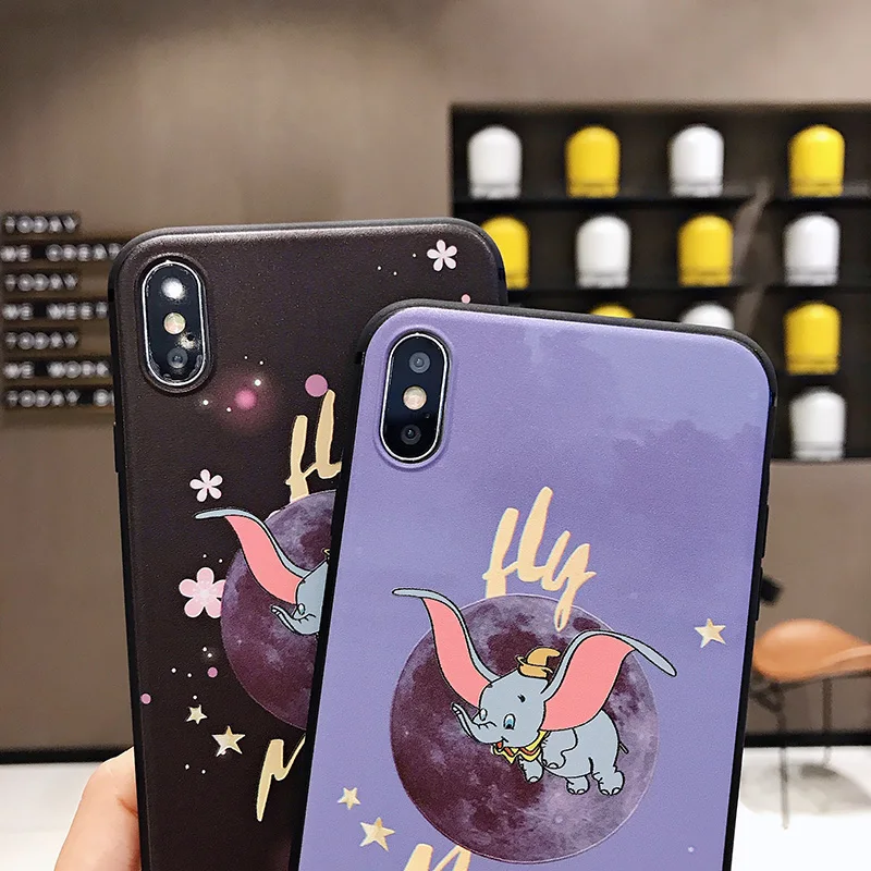 Ретро чехлы для телефонов со слоном iphone XS Max X XR милые животные dumbo матовый мягкий