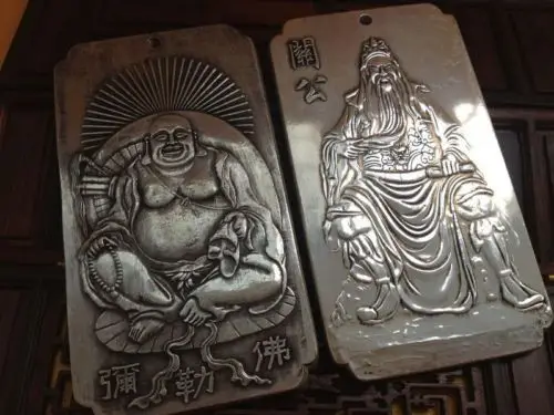 

2 шт. изысканный старый фотоэлемент, Будда Maitreya и фотоэлемент благоприятный