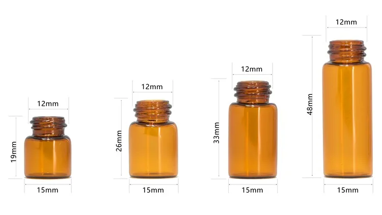 1000pcs 1ml 2ml 3ml 5ml Drams Amber Glass Bottle With Plastic Lid Insert Essential Oil Vials Perfume Sample Test | Красота и здоровье