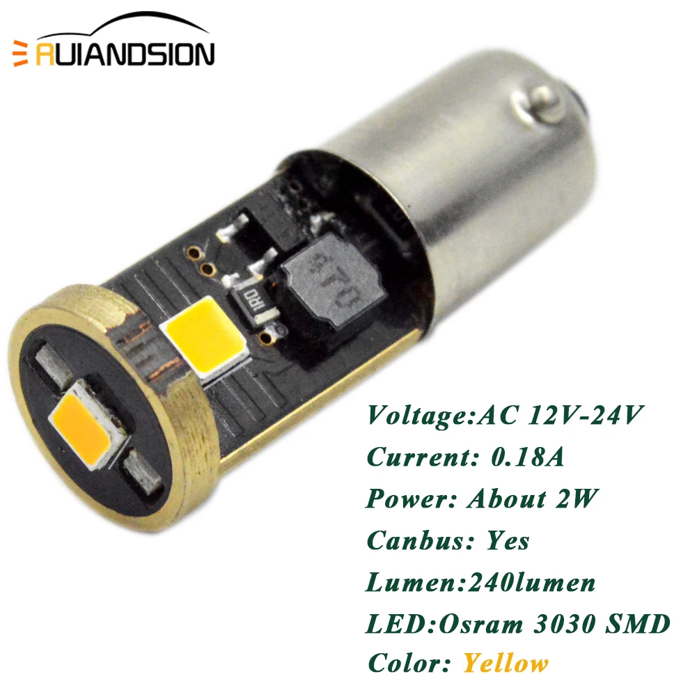 Бесполярный 12 В 24 В Canbus без ошибок BA9S BAX9S H21W BAY9s 3030 3smd светодиодный для автомобиля Обратный парковочный номерной знак огни белый желтый