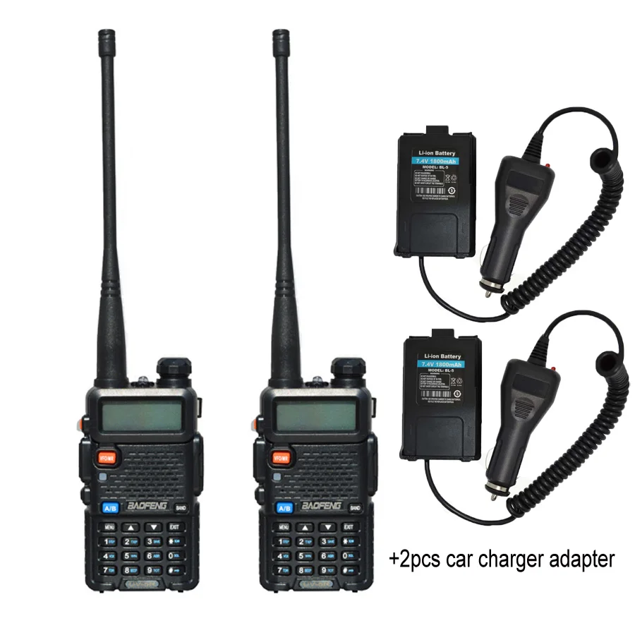 add carcharger 2 шт./компл. BaoFeng UV-5R иди и болтай Walkie Talkie “иди и Dual Band двухстороннее радио Pofung UV Портативный Ham диапазонное радио приемопередатчик VHF/UHF радио двойной UV5R - Цвет: add carcharger