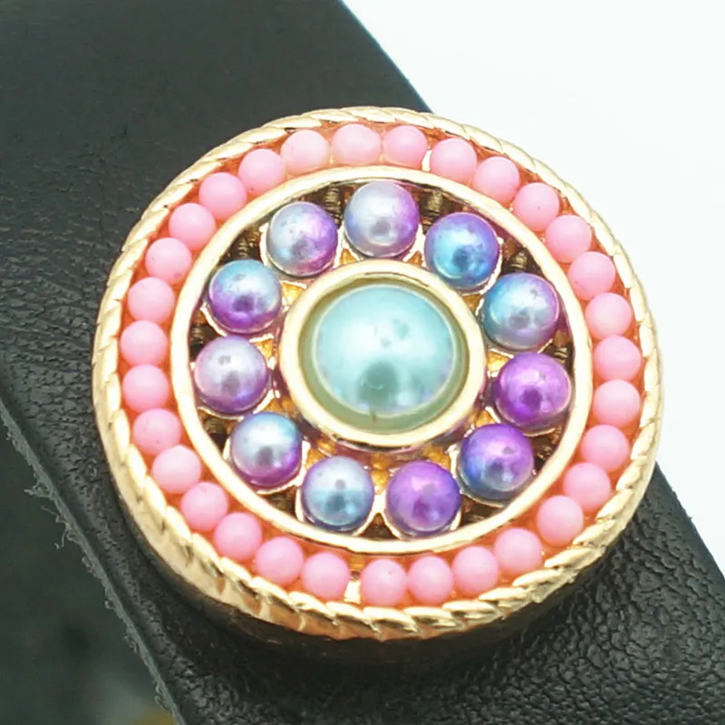 KZ3303 New Fashion Beauty Golden Round Beads 22mm snap buttons fit 18mm jewelry wholesale | Украшения и аксессуары