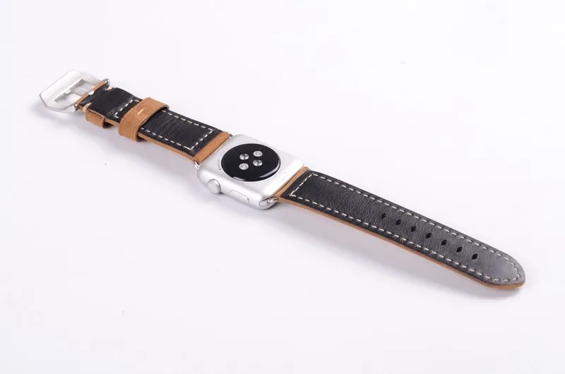 Классический настоящий Crazy Horse коричневый кожаный ремешок для часов apple Watch I watch 38 мм и 42 мм черный адаптер ремешок для apple Watch