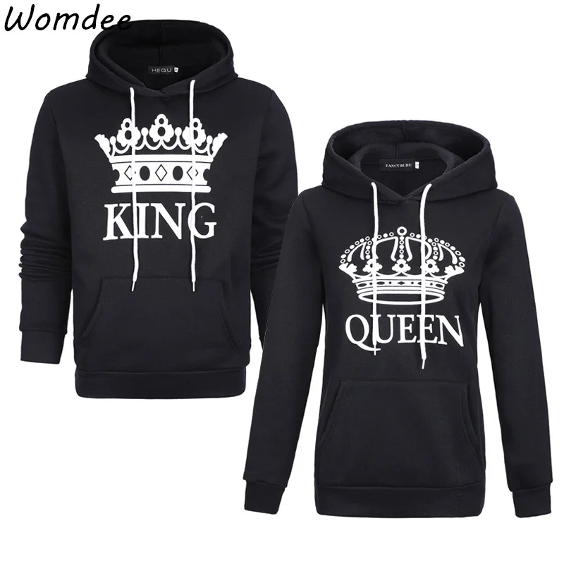 2018 Новый Для женщин мужчин толстовки King queen печатных Толстовка Любители Пары