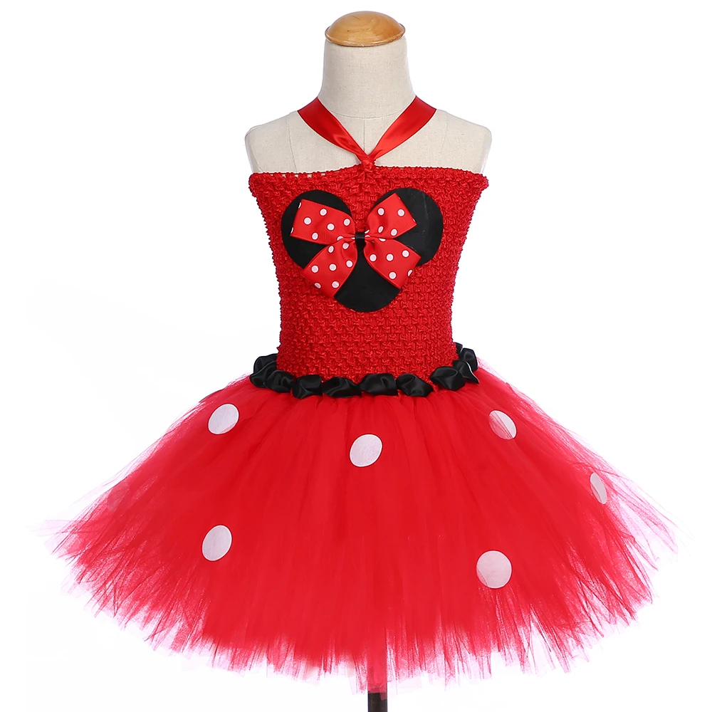 Fancy 1 Year Baby First Birthday Party Tutu Dress Red Black Kids Girls Halloween Minnie Up Costume Clothing with Headband | Детская