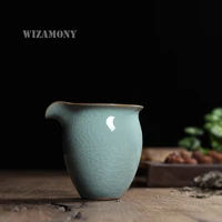 1pcs chinese longquan celadon ge and di kiln glaze handmade fair mug 190ml cha hai teapot points of tea ware kung fu tea set