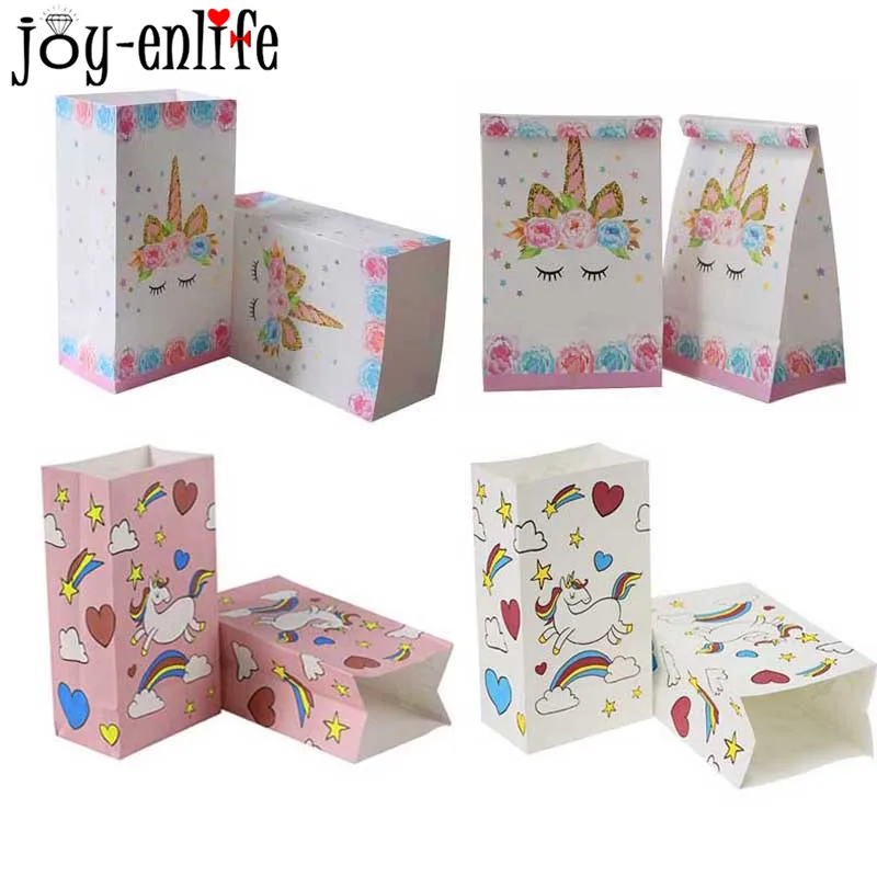 JOY ENLIFE Единорог День Рождения Бумажные пакеты для печенья детская вечеринка
