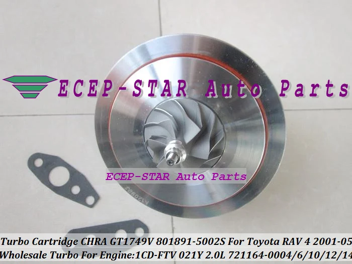 Турбокартридж CHRA GT1749V 721164 801891 -5002S 17201-27040 Турбокомпрессор для TOYOTA RAV4 D4D Avensis Picnic Previa