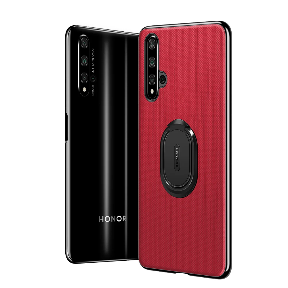 Red Чехол для Huawei Honor 20, роскошный кожаный чехол с магнитным кольцом и подставкой, чехлы для телефонов Huawei Honor 20 Pro, задняя крышка, чехол - Цвет: Red