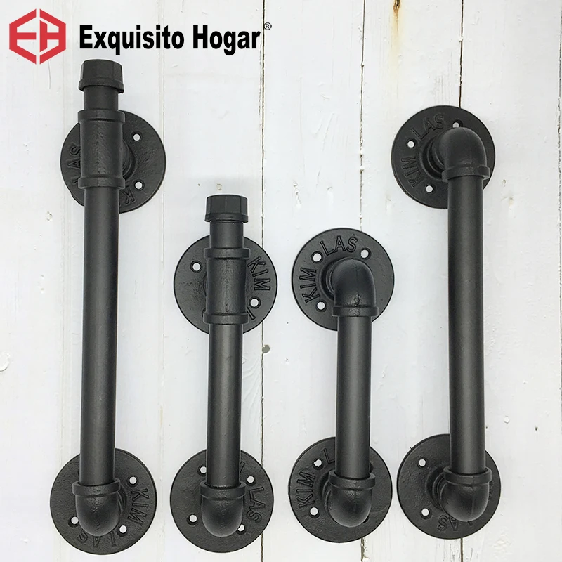 

American Water Pipe Handle Antique Old Iron Art Restaurant Bar Barn Door Wooden Door Push And Pull Knob Handle