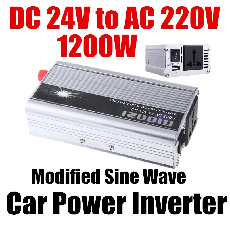 Преобразователь инвертора DC 12V к AC 220V 1200W USB зарядное устройство Автомобильный