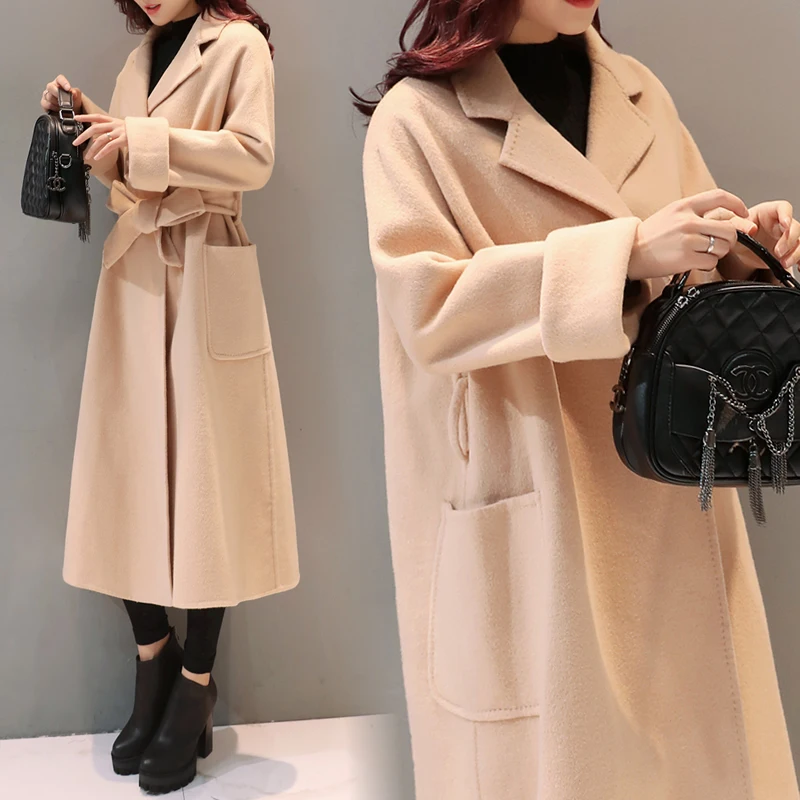 Весенне-осеннее Новое Женское корейское свободное тонкое шерстяное твидовое